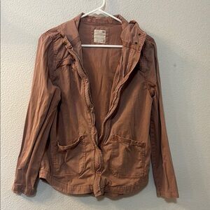 SO Pink Utility Jacket with Hood and Zipper Closure